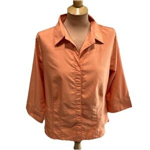 Royal Robbins Coolmax Polyester Shirt Orange Outdoor Hiking Camping Travel‎